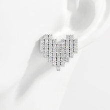 Load image into Gallery viewer, 925 Sterling Silver Inlaid Zircon Heart Stud Earrings