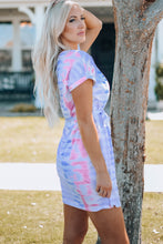 Load image into Gallery viewer, Women Tie-Dye Belted T-Shirt Dress