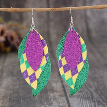 Load image into Gallery viewer, PU Leather Leaf Dangle Earrings