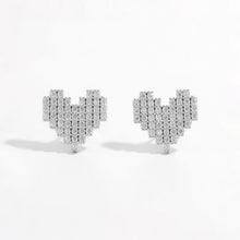 Load image into Gallery viewer, 925 Sterling Silver Inlaid Zircon Heart Stud Earrings