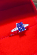 Load image into Gallery viewer, 1 Carat Moissanite Platinum-Plated Rectangle Ring in Blue