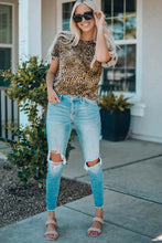 Load image into Gallery viewer, Women Leopard Short Flounce Sleeve Tee