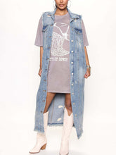 Load image into Gallery viewer, Long Sleeveless Denim Jacket