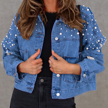 Load image into Gallery viewer, Bead Detail Denim Jacket