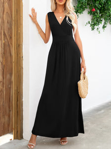 Surplice Neck Sleeveless Maxi Dress