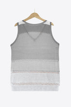 Load image into Gallery viewer, Striped Openwork V-Neck Knit Tank