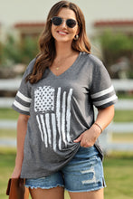 Load image into Gallery viewer, Plus Size US Flag Graphic V-Neck Tee