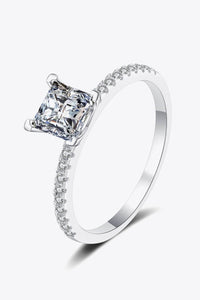 Rhodium-Plated 2 Carat Moissanite Four-Prong Ring