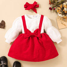 Load image into Gallery viewer, Baby Girl Two-Tone Bow Detail Dress