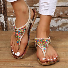 Load image into Gallery viewer, Beaded PU Leather Open Toe Sandals