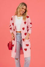 Load image into Gallery viewer, Heart Graphic Open Front Cardigan with Pockets