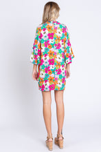 Load image into Gallery viewer, GeeGee Full Size Floral Round Neck Lantern Sleeve Mini Dress