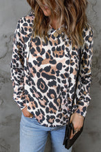 Load image into Gallery viewer, Animal Print Buttoned Drawstring Hoodie