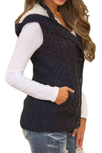 Load image into Gallery viewer, Button and Zip Closure Hooded Sweater Vest