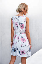 Load image into Gallery viewer, Printed Zip Detail Belted Sleeveless Dress