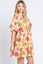 Load image into Gallery viewer, GeeGee Full Size Floral V-Neck Ruffle Trim Mini Dress