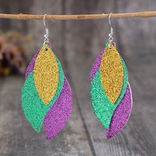 Load image into Gallery viewer, PU Leather Leaf Dangle Earrings