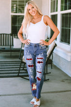 Load image into Gallery viewer, Plaid Distressed Jeans with Pockets