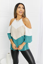 Load image into Gallery viewer, Hailey &amp; Co Full Size Color Block Cold-Shoulder Blouse