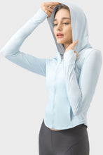 Load image into Gallery viewer, Pocketed Zip Up Hooded Long Sleeve Active Outerwear