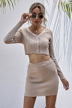 Load image into Gallery viewer, Button Front Crop Sweater and Skirt Set