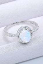 Load image into Gallery viewer, 925 Sterling Silver Natural Moonstone Halo Ring