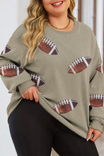 Load image into Gallery viewer, Plus Size Sequin Football Dropped Shoulder Sweatshirt