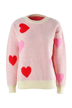 Load image into Gallery viewer, Heart Round Neck Droppped Shoulder Sweater