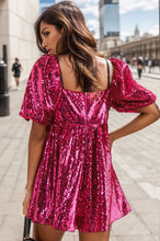 Load image into Gallery viewer, Sequin Square Neck Balloon Sleeve Romper