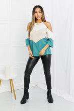 Load image into Gallery viewer, Hailey &amp; Co Full Size Color Block Cold-Shoulder Blouse