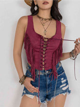 Load image into Gallery viewer, Fringe Lace-Up Vest