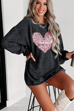 Load image into Gallery viewer, Heart Sequin Round Neck Sweatshirt