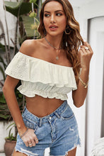 Load image into Gallery viewer, Eyelet Layered Off-Shoulder Cropped Blouse
