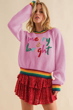 Load image into Gallery viewer, MERRY &amp; BRIGHT Ribbed Round Neck Sweater