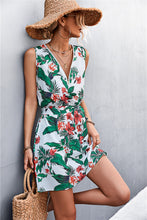 Load image into Gallery viewer, Printed Zip Detail Belted Sleeveless Dress