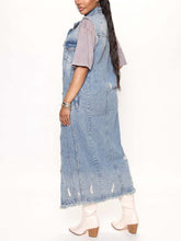 Load image into Gallery viewer, Long Sleeveless Denim Jacket