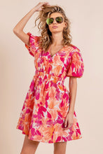 Load image into Gallery viewer, BiBi Floral V-Neck Puff Sleeve Mini Dress