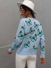 Load image into Gallery viewer, Butterfly Dropped Shoulder Crewneck Sweater