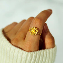 Load image into Gallery viewer, Sunflower Zircon 18K Gold-Plated Ring