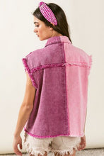 Load image into Gallery viewer, BiBi Pearl &amp; Rhinestone  Decor Contrast Raw Hem Vest Coat