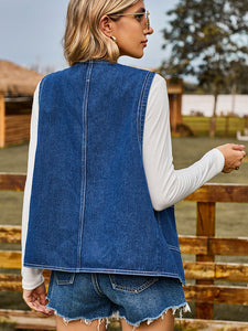 Heart Button Denim Vest