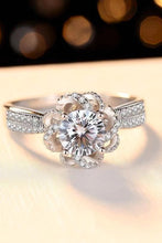 Load image into Gallery viewer, 2 Carat Moissanite Floral Platinum-Plated Ring