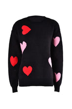 Load image into Gallery viewer, Heart Round Neck Droppped Shoulder Sweater