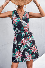 Load image into Gallery viewer, Printed Zip Detail Belted Sleeveless Dress