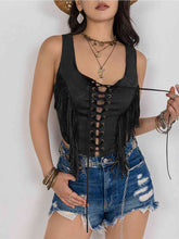 Load image into Gallery viewer, Fringe Lace-Up Vest