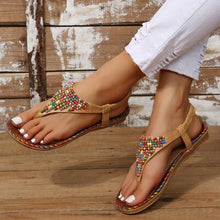 Load image into Gallery viewer, Beaded PU Leather Open Toe Sandals