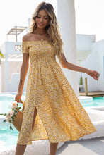 Load image into Gallery viewer, Floral Off-Shoulder Split Midi Dress