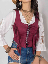 Load image into Gallery viewer, Fringe Lace-Up Vest