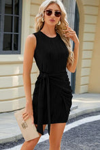 Load image into Gallery viewer, Tied Round Neck Sleeveless Mini Dress