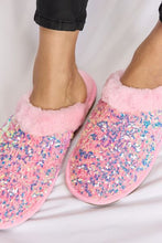 Load image into Gallery viewer, Forever Link Sequin Plush Round Toe Slippers